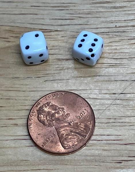 Pair of Miniature Dice, Dollhouse Dice. .25