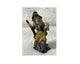 Halloween Witch Figurine in Gray with a Golden Ball