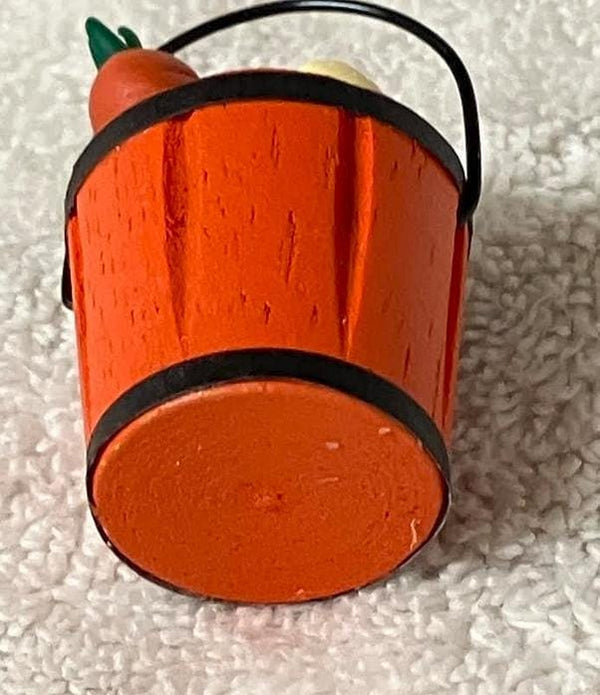 Miniature Orange Pail with Pumpkin and Carrots