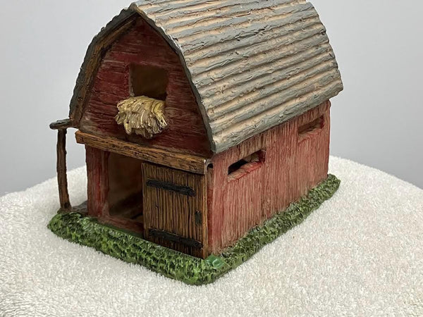 Red Barn with a Brown Roof Fairy Miniature Barn