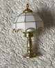 Dollhouse Miniature White & Gold Tiffany Lamp