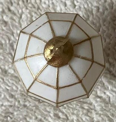 Dollhouse Miniature White & Gold Tiffany Lamp