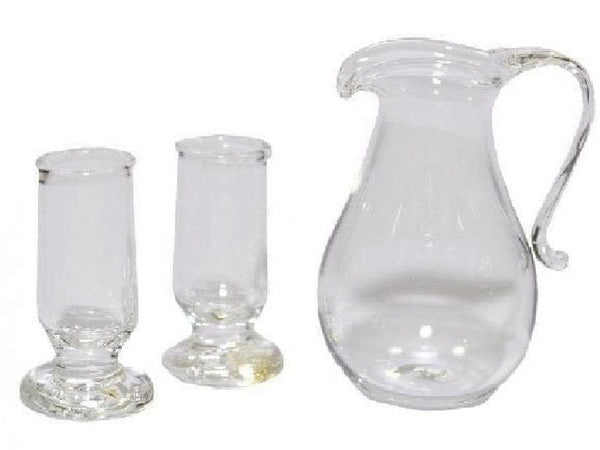 Dollhouse Glass Pitcher with 2 Glasses