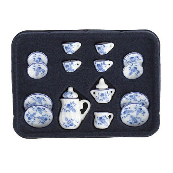 Dollhouse Miniature Blue and White Tea Set