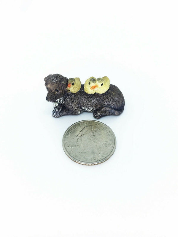 Miniature Dog with Ducks Figurine