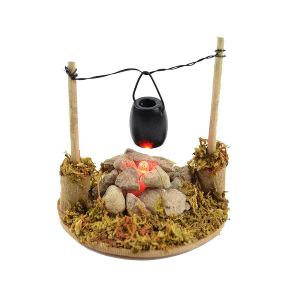 Fairy Garden Fire Pit with Cooking Pot, LED Glowing Camp Fire, Cooking Fire,  LED Fire Pit
