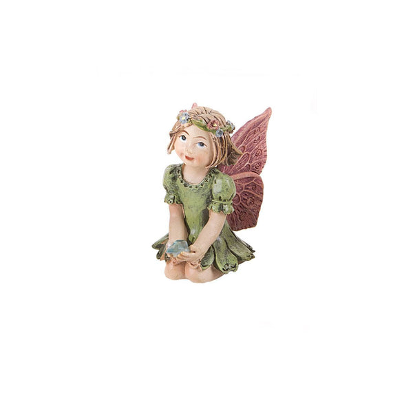 Sitting Fairy with Gem in Green