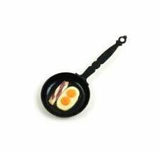 Dollhouse Miniature Eggs and Bacon in a Pan