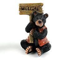 Black Bear  Holding Welcome Sign
