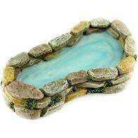 Miniature Fairy Garden Pond Surrounded by Stones and Moss