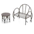 Rustic Brown Metal Bench and Table