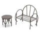 Rustic Brown Metal Bench and Table