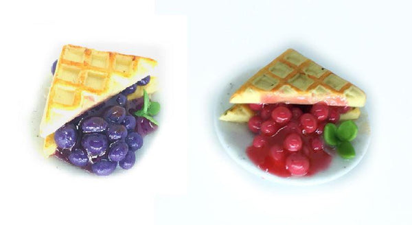 Dollhouse Miniature Cherry or Blueberry Filled Waffle