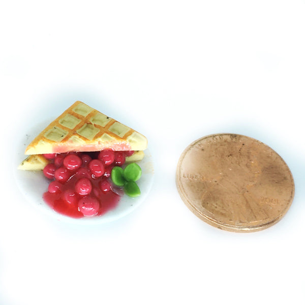 Dollhouse Miniature Cherry or Blueberry Filled Waffle