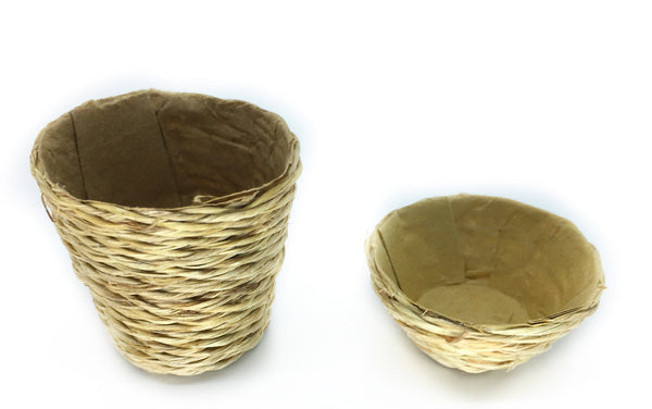 Miniature Pair of Tan Woven Baskets