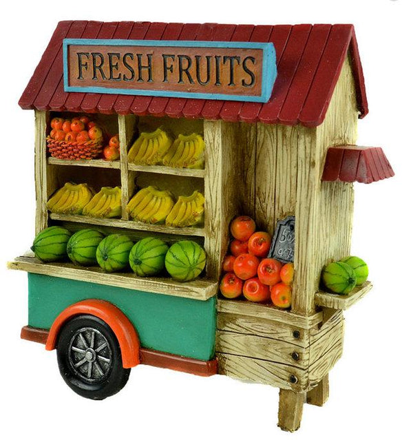 Fairy Garden 10 LED Fresh Fruit Cart Stand, Miniature Farmer's Market Cart,   Fruit Table Centerpiece