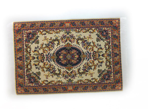 Dollhouse Miniature Cream, Blue and Red Oriental Rug