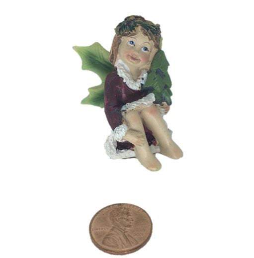 Christmas Fairy Figurines with Holly Leaf Wings