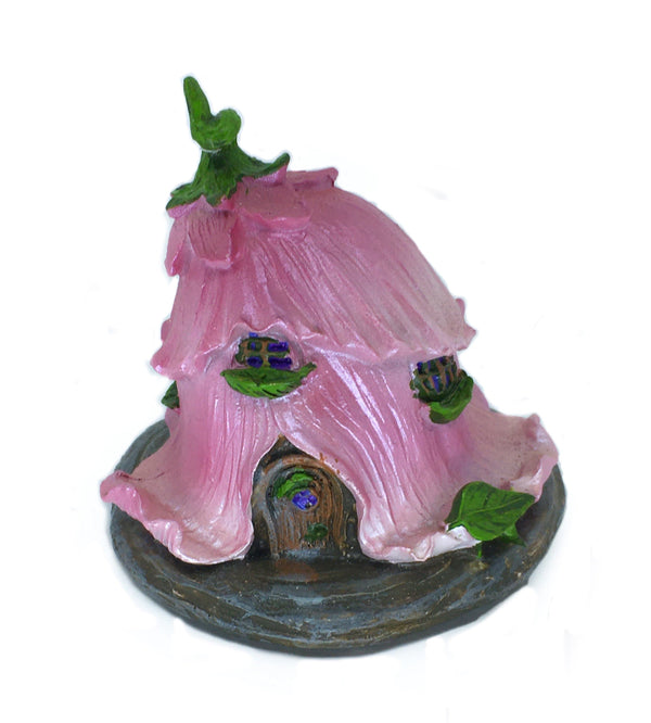Pink Flower Petal Roof House, Spring Fairy House, Zen Garden, Terrarium House