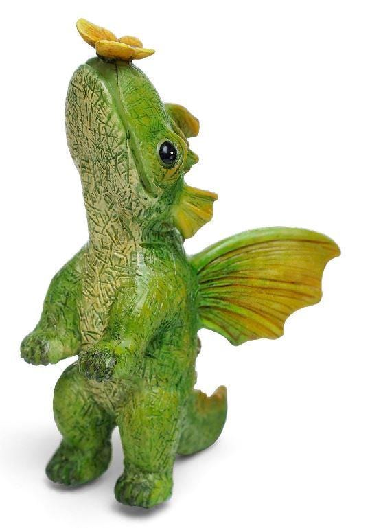 Green Baby Dragon, Standing Winged Dragon with Butterfly, Fairy Garden Dragon, Dragon Cake Topper