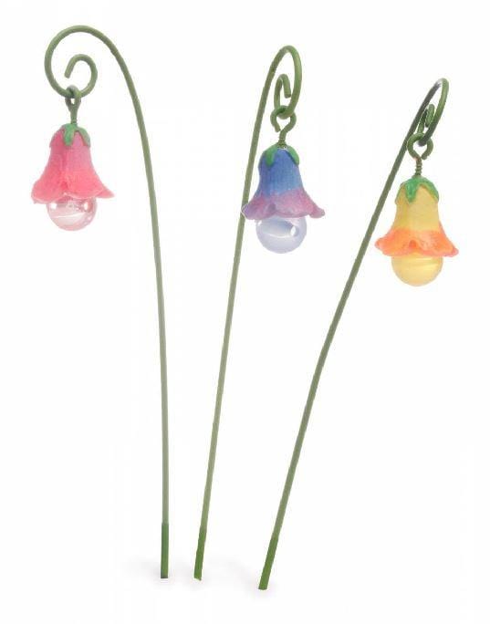 Miniature Glow Lights, Flower Street Lights, Fairy Garden Glow in the Dark Hanging Lights, Set of 3 Mini Garden Lights