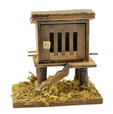 Wooden Chicken Coop, 3&quot; Farmer&#39;s Hen House, Farm Animal Pen, Fairy Garden Accessory, Gift for Chicken Collector