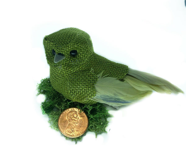 Miniature Green Owl, Green Bird on a Clip