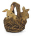 Bunnies in a Basket, Miniature Brown Spring Rabbits in a Basket, Fairy Garden Accessory