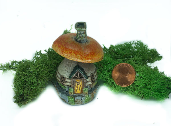 Micro Mini Mushroom House, Orange Capped Mushroom House, Terrarium House