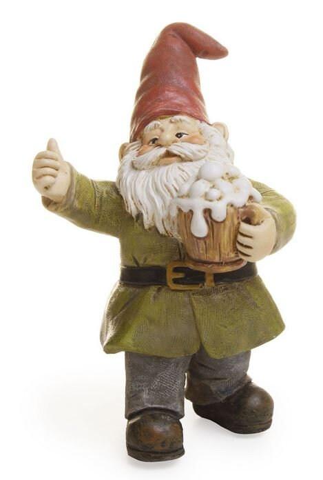 Gnome with a Foamy Mug, Garden Gnome on a Stake, 3.5