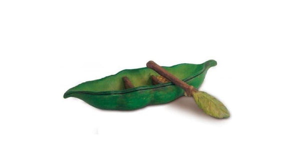 Peapod Canoe, Miniature Green Canoe with Leaf Oars, Fairy Garden Accessory,