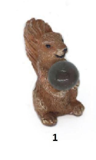 Miniature Animal Holding Gazing Ball, Choice of Fairy Garden Animals,  1.5" Micro Mini Woodland Animal with Clear Ball