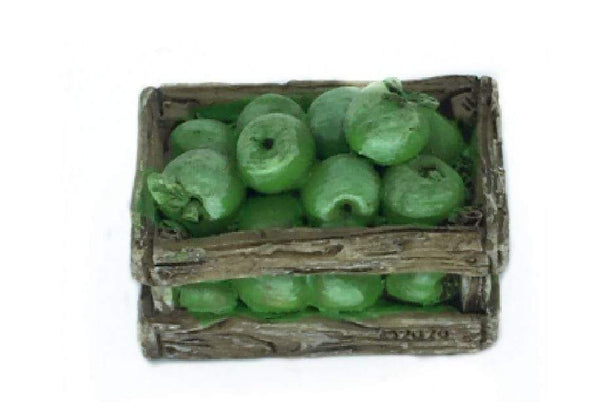 Miniature Apple Crate, Green Apple Basket, Farm Fruit Crate,  Dollhouse Apples