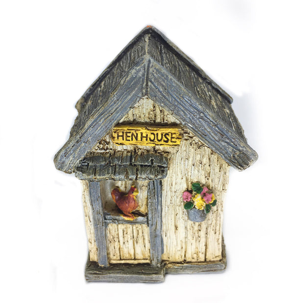 Miniature Farmer's Hen House, 4.5" Chicken Coop, Farm Theme Hen House, Fairy Garden Accessory
