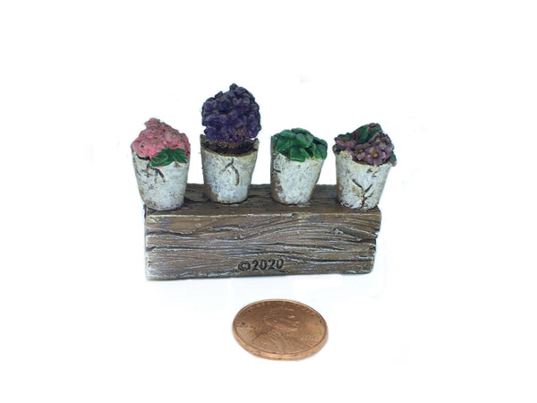 Miniature Resin Planter, Resin Flowers on a Box, 'HOME' Planter Box, Dollhouse Plants