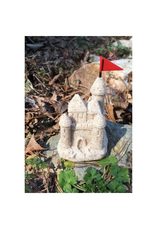 Miniature Sand Castle, Tan Beach Fairy Garden Castle, Beach Party Decor