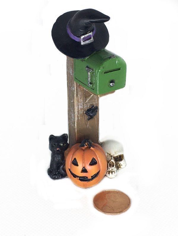 Miniature Halloween Mailbox with a Pumpkin, 4