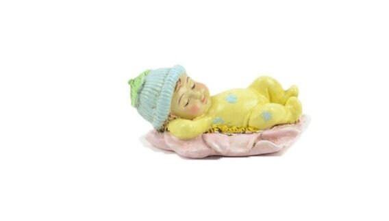 Sleeping Spring Baby, Baby Shower Cake Topper, Pink, Blue, Yellow Miniature Babies