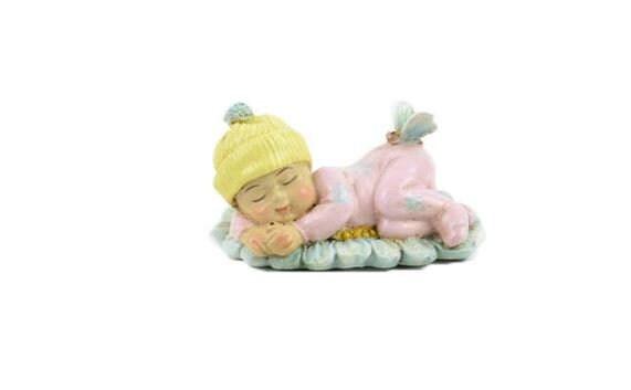 Sleeping Spring Baby, Baby Shower Cake Topper, Pink, Blue, Yellow Miniature Babies