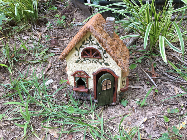 Meadowbrook Hinged Door Country House, Fairy Garden Home with Green Door, Country Cottage