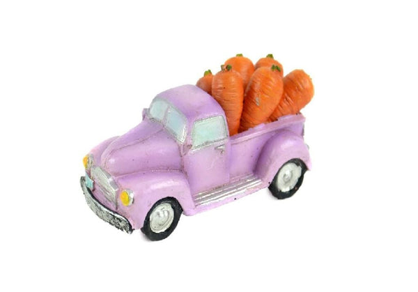 Miniature Vintage Lavender Truck with Carrots, Fairy Garden State Fair Carrot Truck