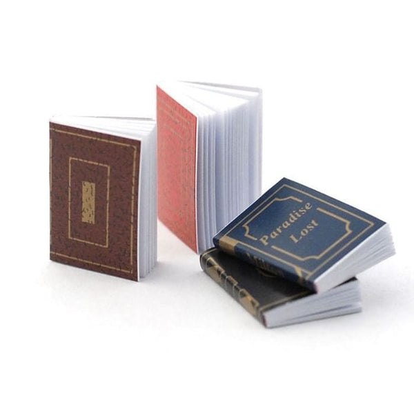Miniature Books in Assorted Colors, Dollhouse Library Books, Miniature Books with White Pages