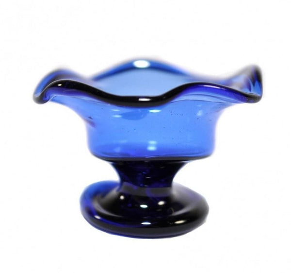 Blue Dollhouse Glass Fruit Bowl, Transparent Blue Bowl, Miniature Standing Bowl