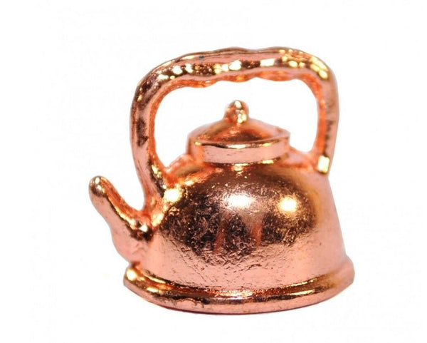 Miniature Shiny Copper Kettle, Dollhouse Teapot
