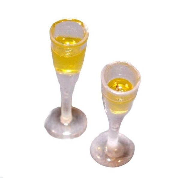 Pair of Miniature Champagne Flutes, Dollhouse Champagne Glasses