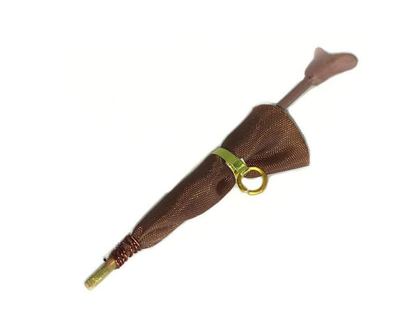 Miniature Gentleman's Brown Umbrella, Dollhouse Umbrella with a Brown Handle