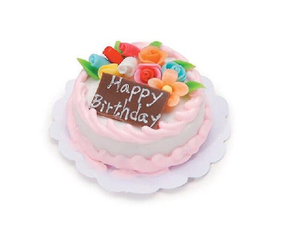 Miniature Birthday Cake, Dollhouse Kitchen Miniature, Mini Decorated Cake