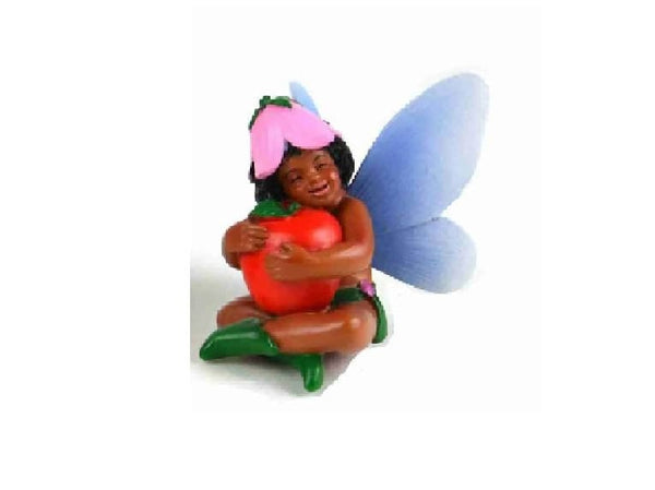 Fruit Fairy of Color, African American Baby Holding an Apple, Fairy Cake Topper