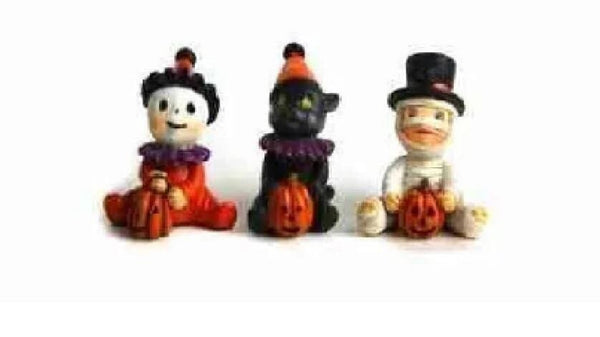 Miniature Halloween Trick Or Treaters,  Set of 3 Fairy Garden Babies in Costume, Halloween Cake Toppers