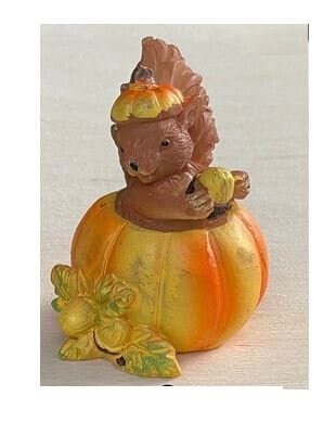 Fall Squirrel in a Pumpkin, Miniature Squirrel in a Pumpkin, Squirrel Cake Topper